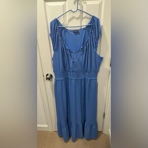 Lane Bryant Royal Blue Sleeveless Maxi Dress with Smocked Neckline
